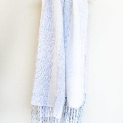 Soft Blue Ivory Mohair Shawl