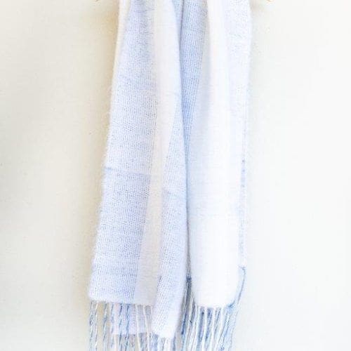 Soft Blue Ivory Mohair Shawl