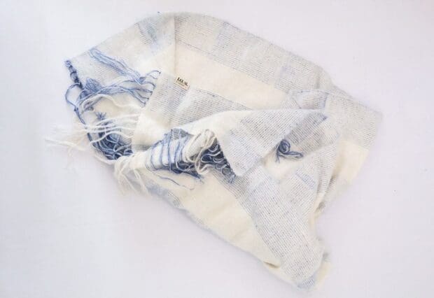 Soft Blue Ivory Handwoven Kid Mohair Shawl - Image 2