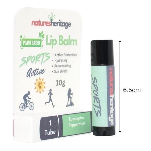 25 SPF Sports Active Lip Balm - Eucalyptus and Peppermint