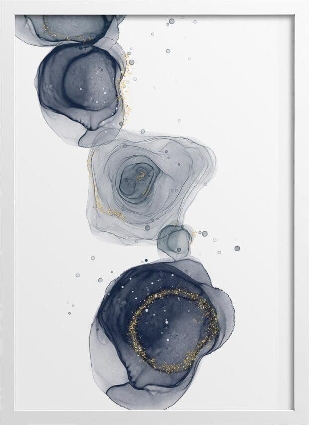 Ink Flow Dark Blue Formation Poster