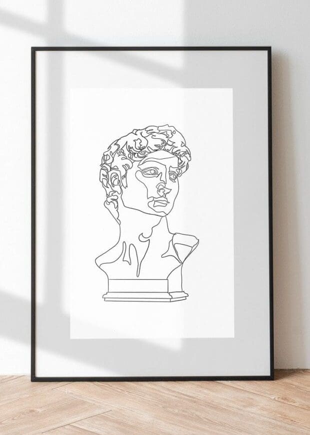 David Statue Head Line Drawing - Illustration - Image 2