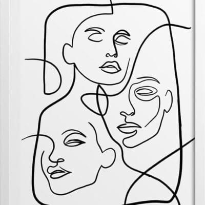 Faces of Unity Line Drawing Poster