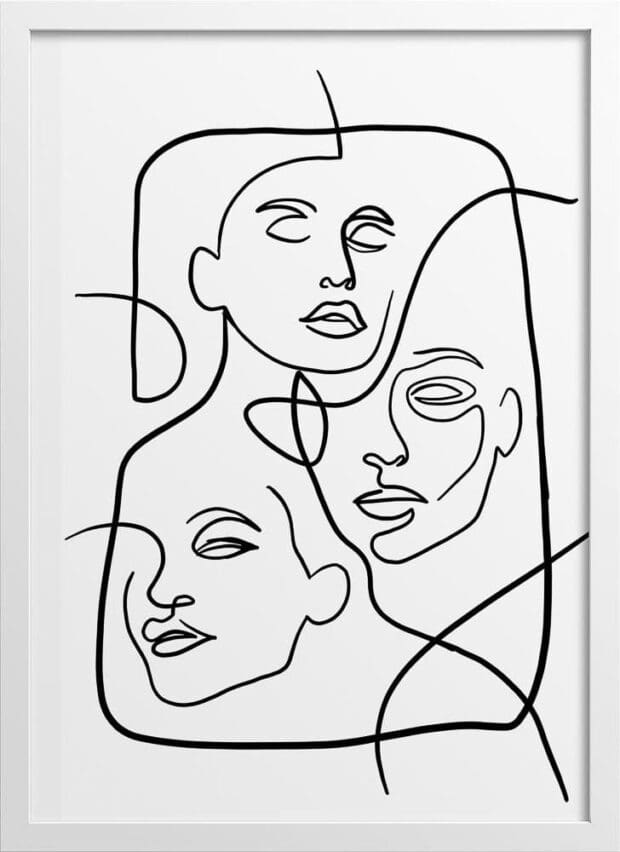 Faces of Unity Line Drawing Poster