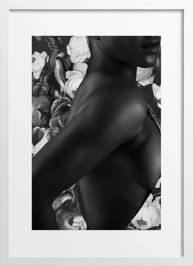 Black and White Feminine Flora Vogue Poster- Elegant poster with floral and feminine vogue design.