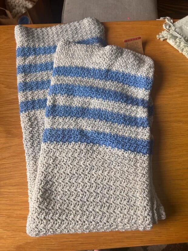 Blue striped cotton blanket