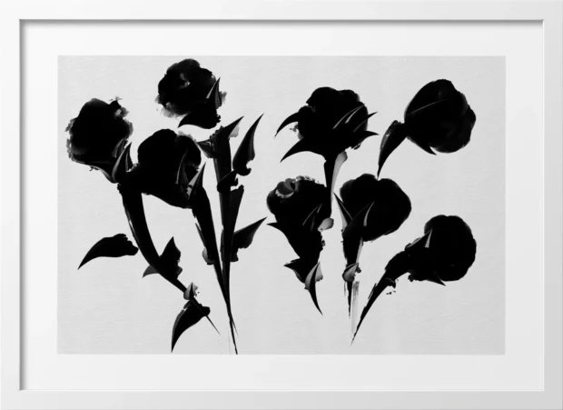 Ink Ivory Flower Abstract Poster