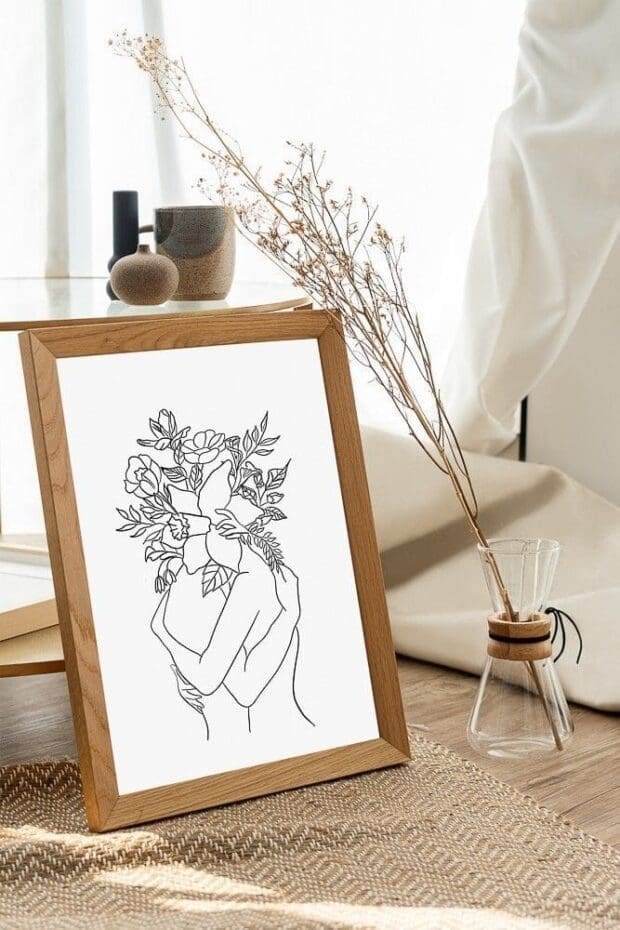 Flower Lovers Line Drawing Poster - Image 2