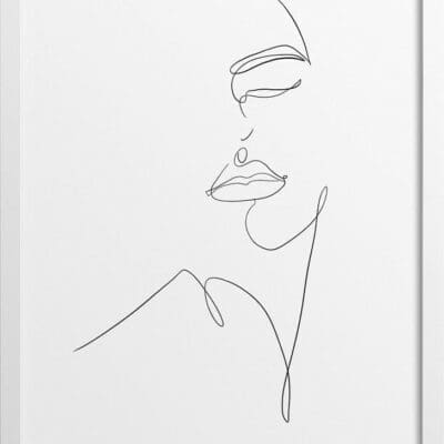 Line Drawing Feminine Face Figure - Illustration