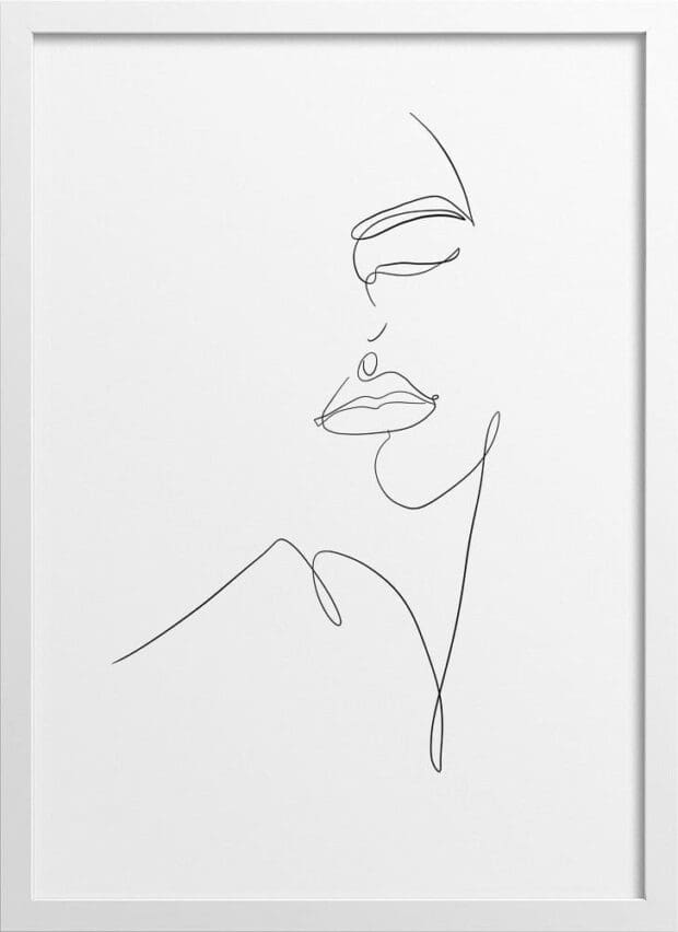 Line Drawing Feminine Face Figure - Illustration