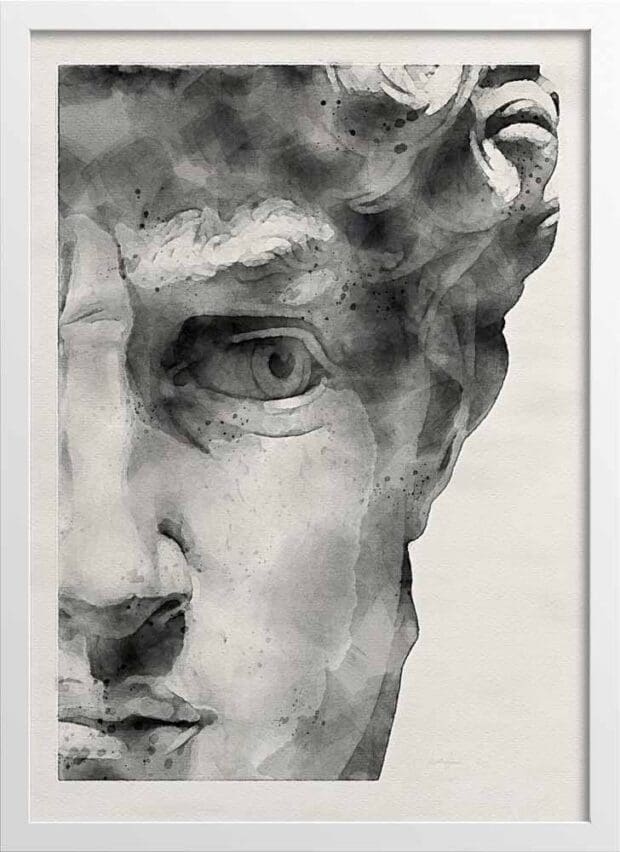 Watercolor David Statue Head Poster