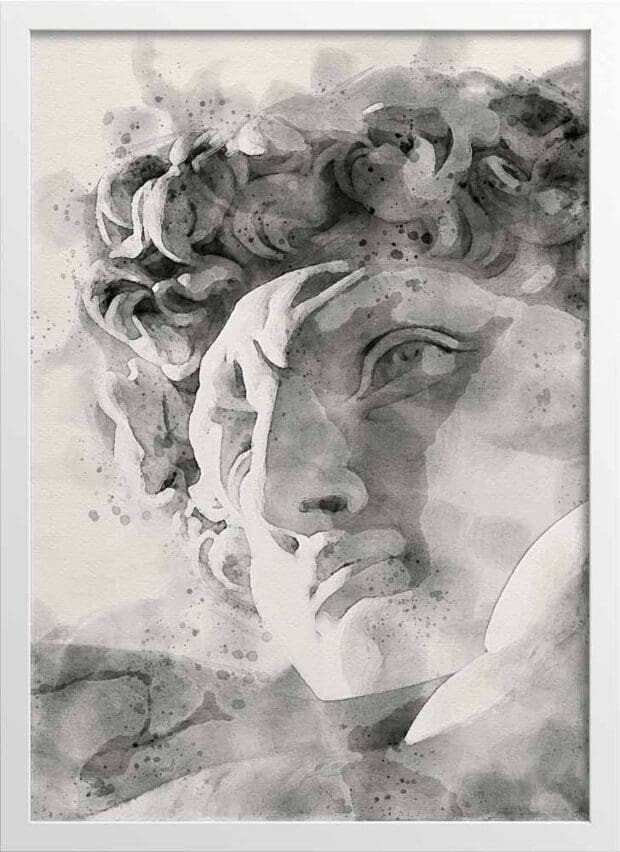 David Head Statue Watercolor Poster | Series N03