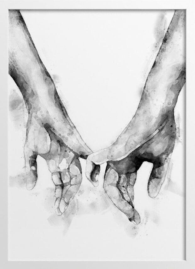 Watercolor Painting 2 Hands Poster