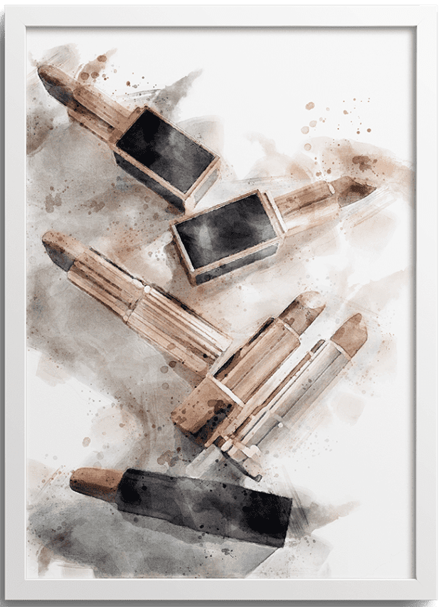 Watercolor Lipstick Coco Red Collection Poster