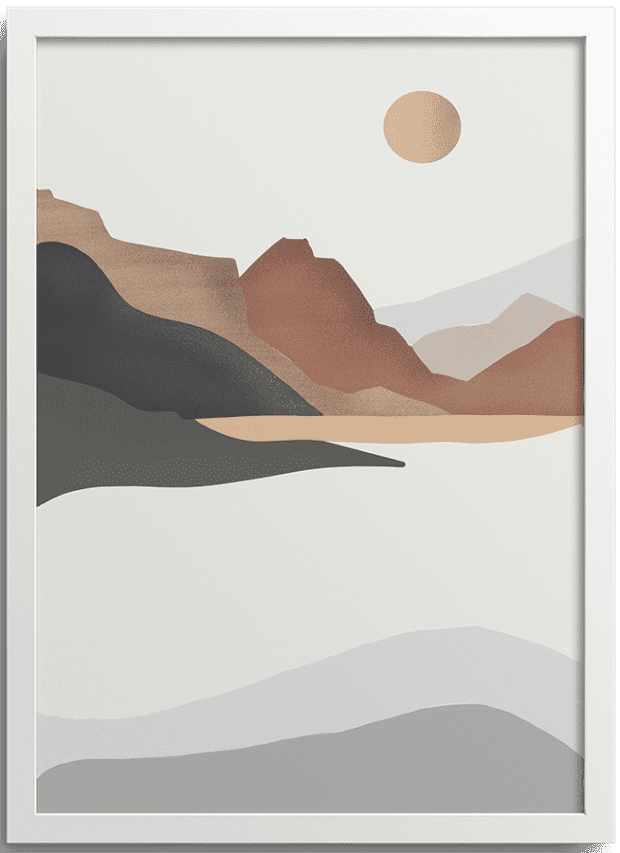 Scandi Mountain Scene Poster