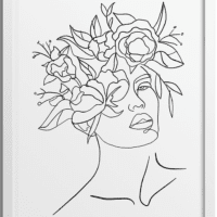 Feminine Floral Poster Line Drawing