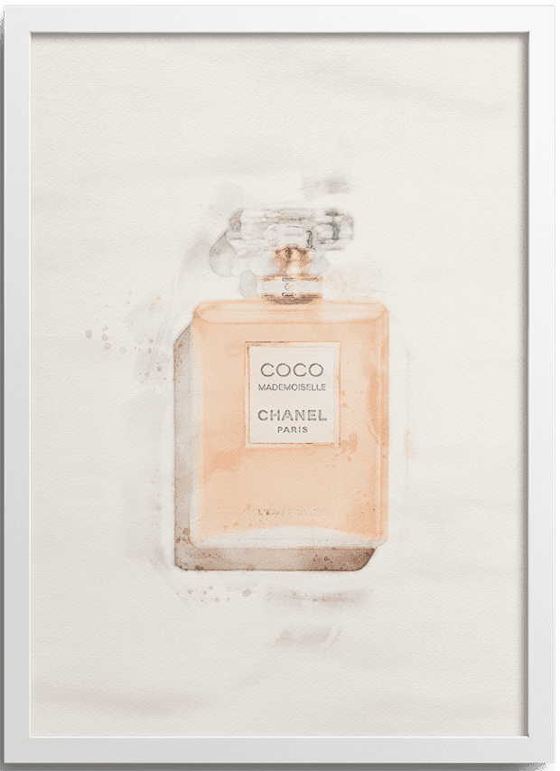 Watercolor Coco perfume bottle poster | N01