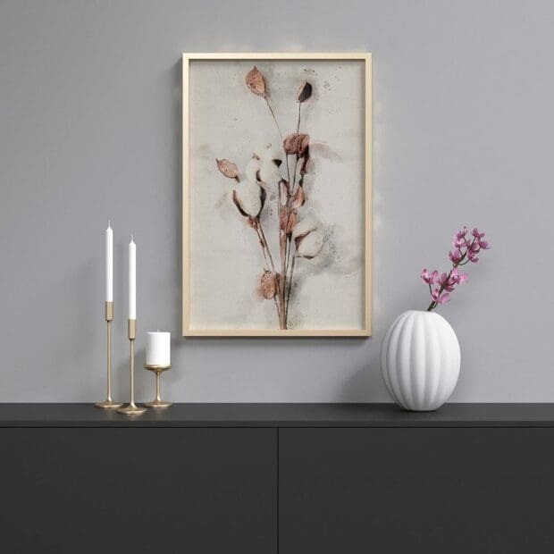 Watercolor dried cotton stem poster | N01 - Image 2