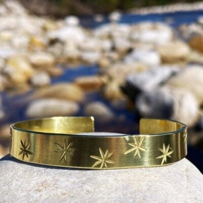 Stunning Stars Brass Bangle - Adjustable