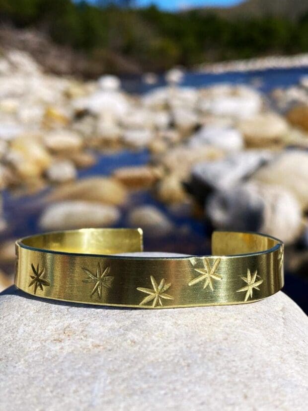 Stunning Stars Brass Bangle - Adjustable