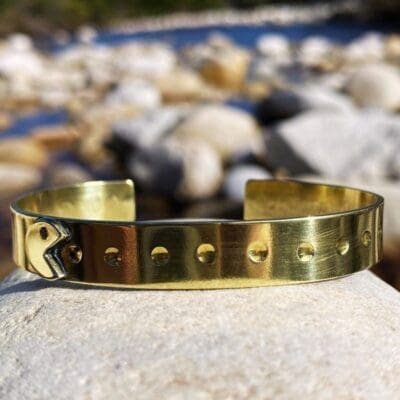 "Pacman" Brass Bangle - Adjustable