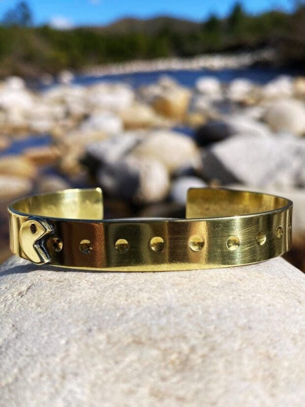 "Pacman" Brass Bangle - Adjustable