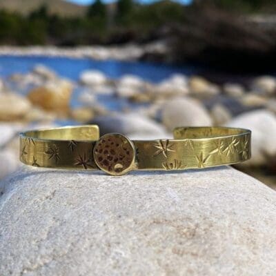 Night Sky Brass Bangle - Adjustable