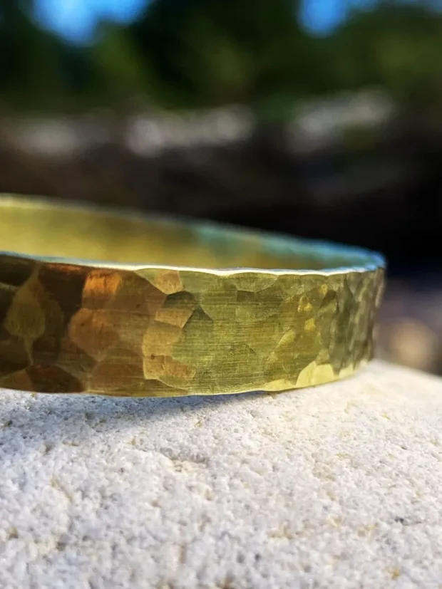 Reflections Dappled Brass Bangle - Adjustable - Image 2