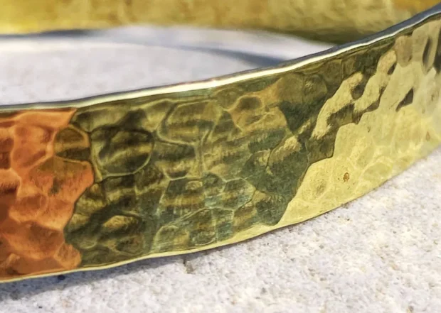 Reflections Dappled Brass Bangle - Adjustable - Image 3