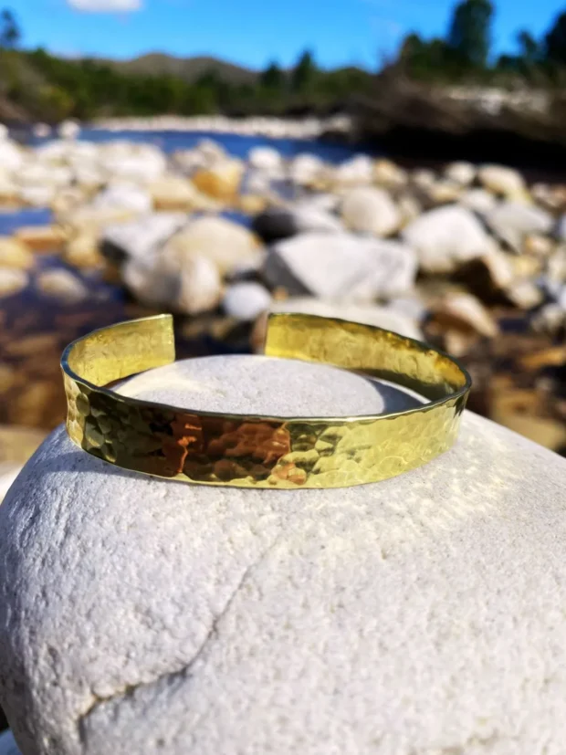 Reflections Dappled Brass Bangle - Adjustable - Image 4