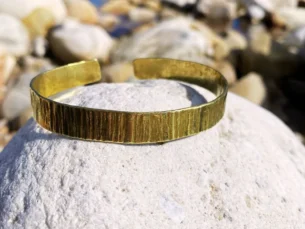 Zebra Brass Bangle - Adjustable