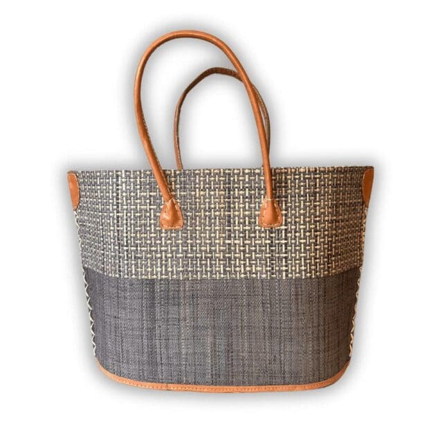 Natural Grey Woven Basket Bag