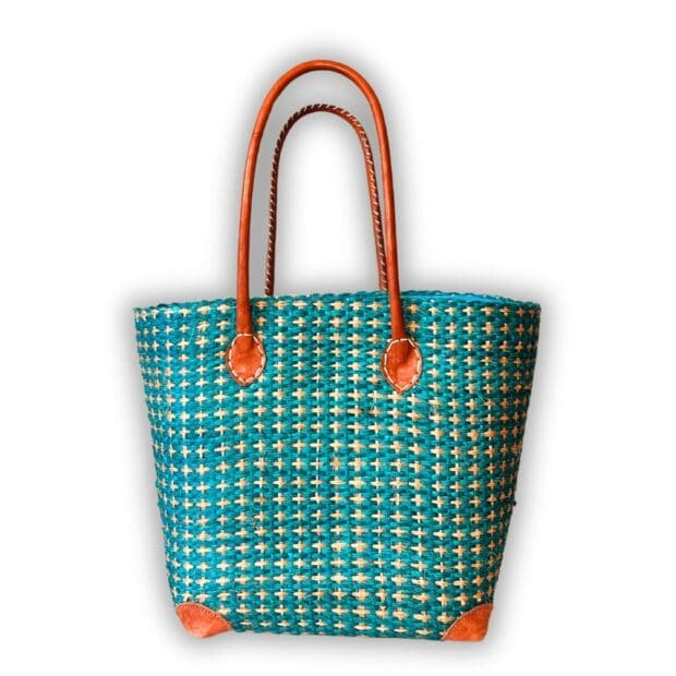 Naturally Turkoois Woven Basket Bag - Image 2