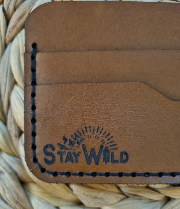 Stay Wild Genuine Leather Mens Card Wallet - Image 3