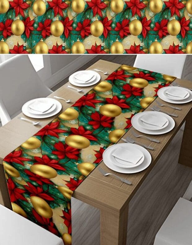 Charming Poinsettia Table Runner