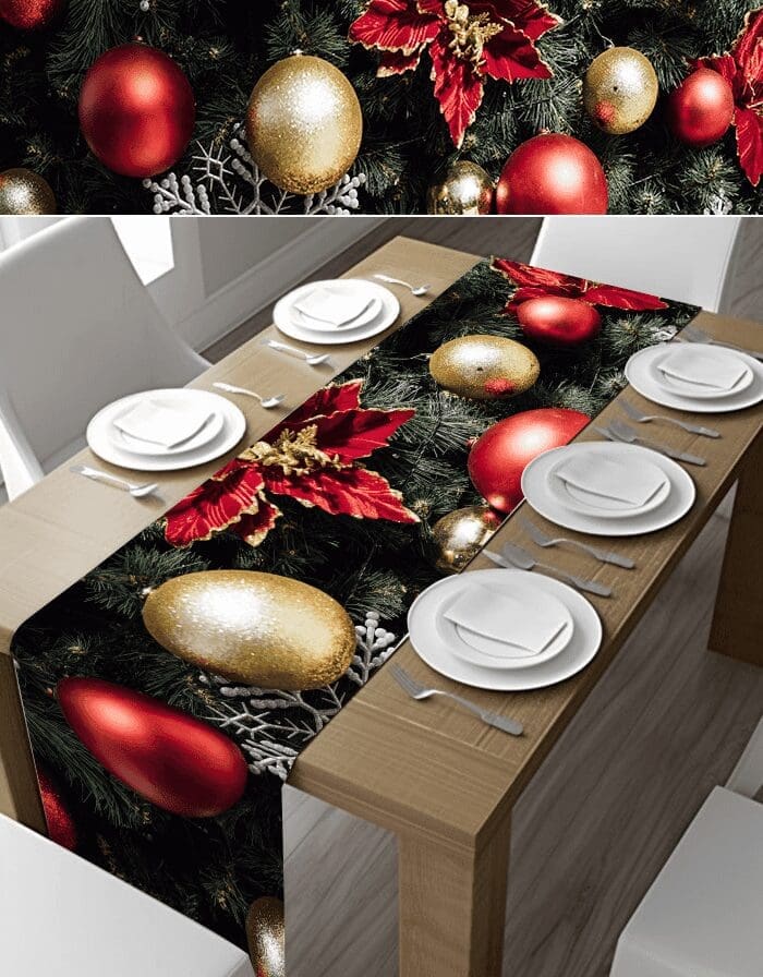 Festive Poinsettia Table Runner (Christmas Table Runner)