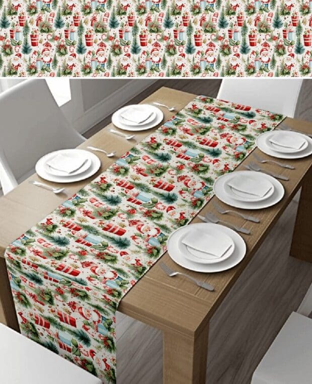 Jolly Santa Table Runner