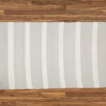 Plush Cotton Rug Grey with White Bands - Handwoven