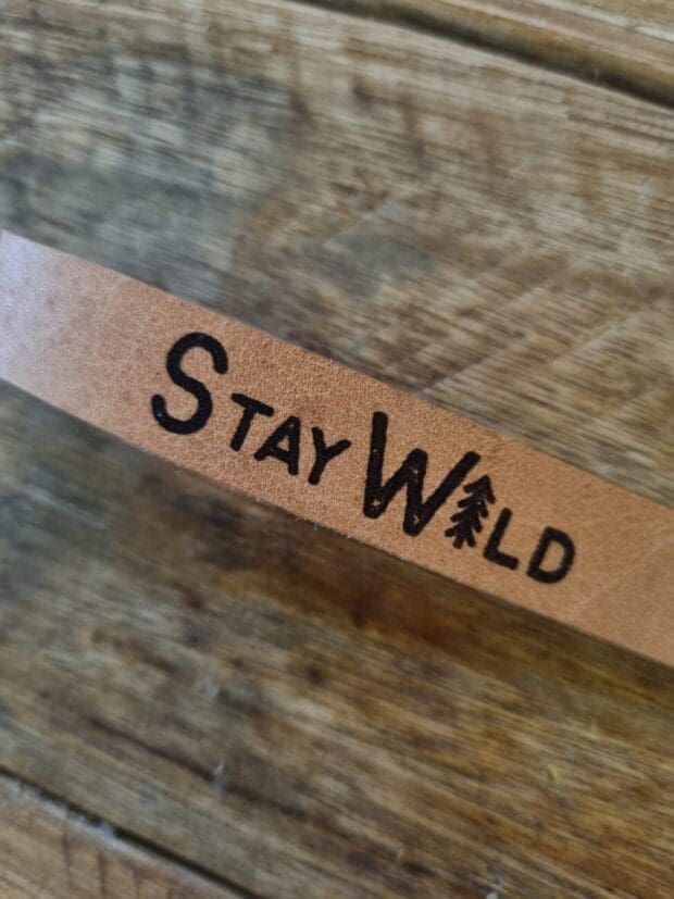 Tan Handcrafted Leather Keyring (Stay Wild) - Image 3