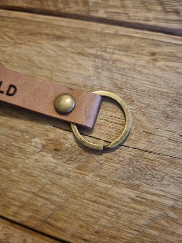 Tan Handcrafted Leather Keyring (Stay Wild) - Image 2