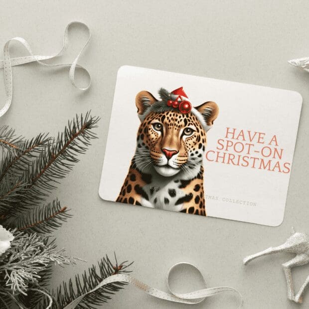 Spot-On Leopard Christmas Greetings Card (A6) - Image 2