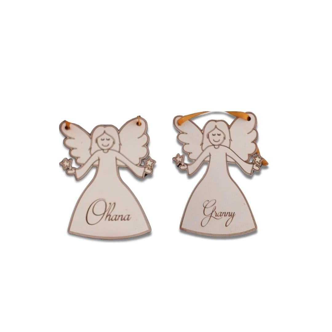 Personalized Christmas Wooden Angel Ornaments