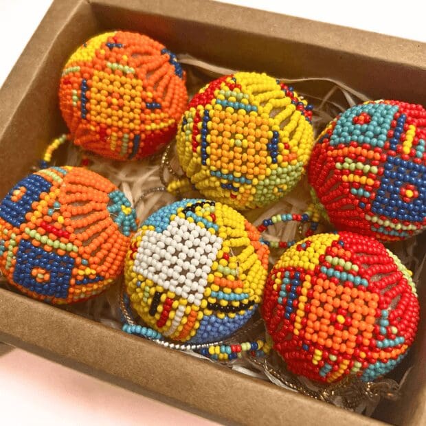 Handmade Beaded Christmas Baubles