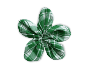 Green Check Flower Scrunchie