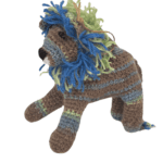 Blue and Beige Striped Lion - Crochet Handmade