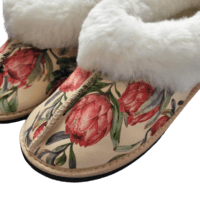 Green Protea Sheepskin Slippers