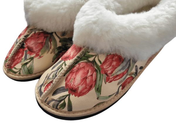 Green Protea Sheepskin Slippers