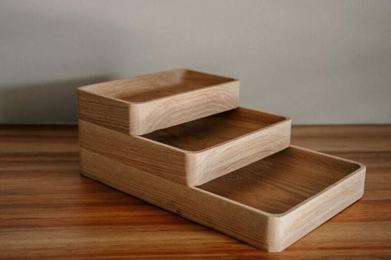 ASH wooden Desk Desk Organiser Re: mote is Stackable wooden Trays.
