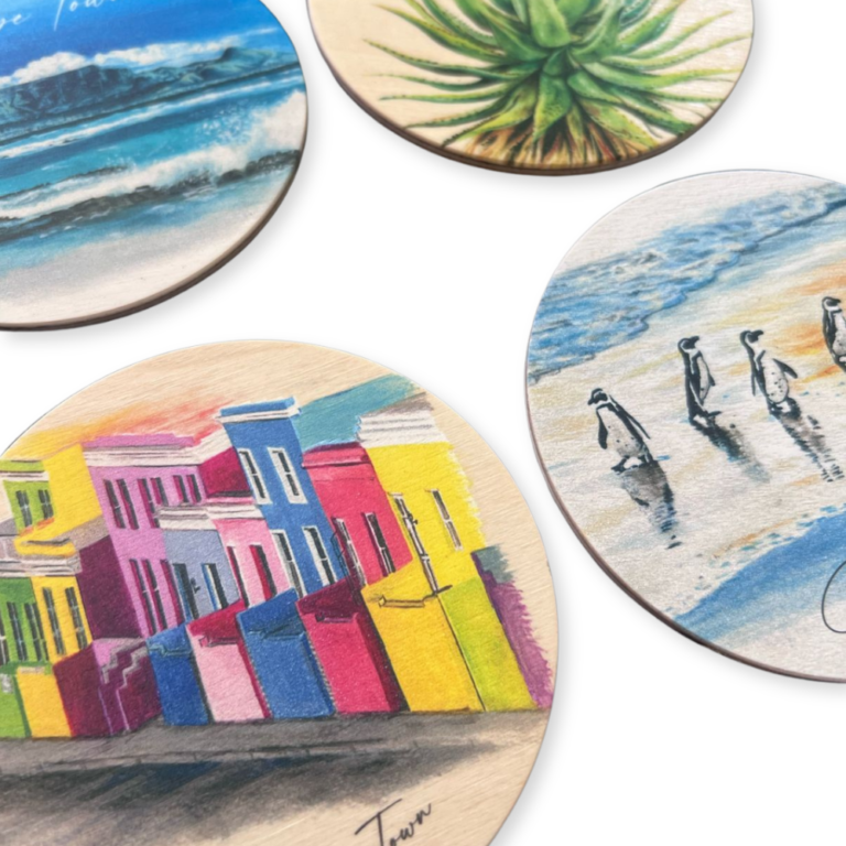 Hand-Painted Wooden Coaster Sets (4-pack)