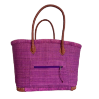 Woven Pink Bell Basket Bag